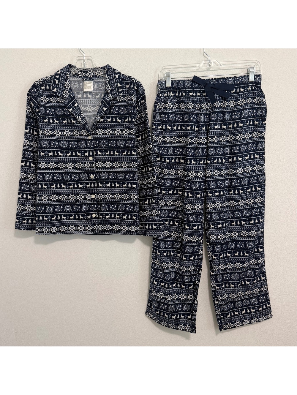 Lands’ End Christmas Holiday Long Sleeve Flannel 2-Piece pajamas Set Size XS